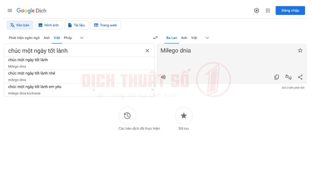 Google Translate hỗ trợ dịch trực tiếp giữa tiếng Việt và tiếng Ba Lan