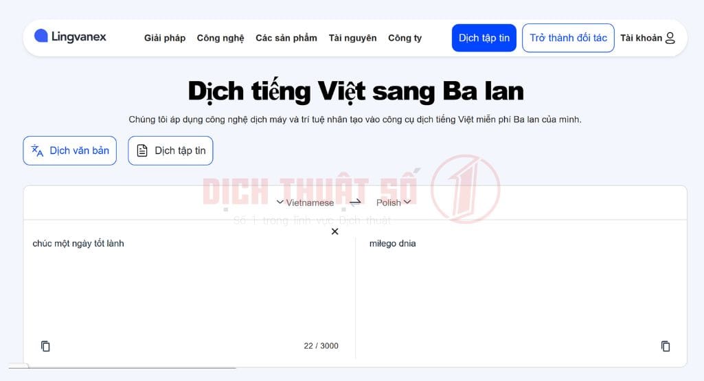 Lingvanex: Dịch tiếng Việt sang Ba lan miễn phí