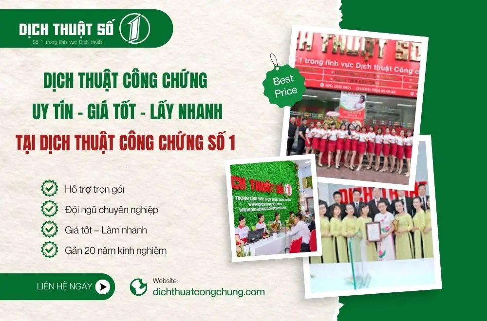 Văn phòng Dịch Thuật Công Chứng Số 1 - Địa chỉ uy tín từ 2008