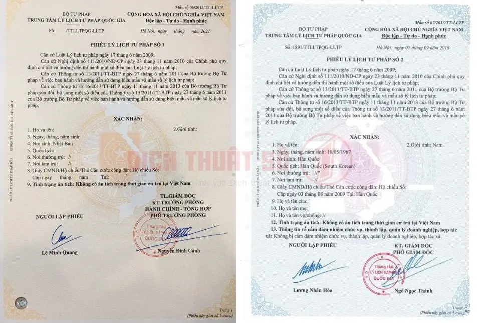 Dịch thuật lý lịch tư pháp là gì?