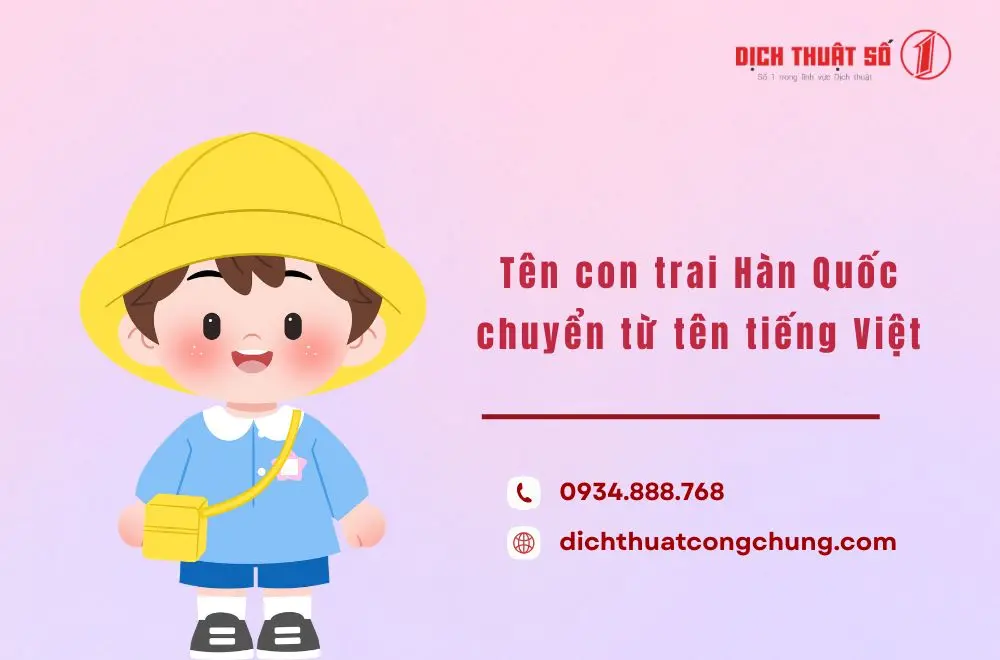 Tên con trai Hàn Quốc chuyển từ tên tiếng Việt