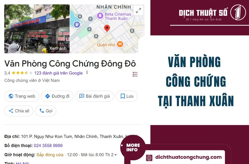 Văn phòng công chứng Đông Đô tại Quận Thanh Xuân