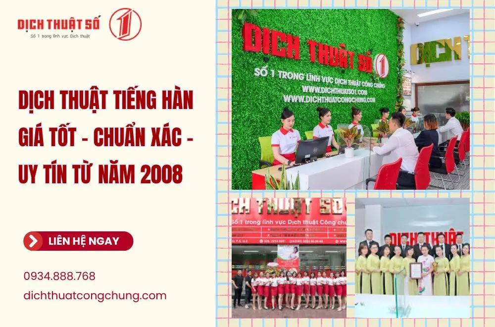 dịch vụ dịch thuật tiếng Hàn uy tín