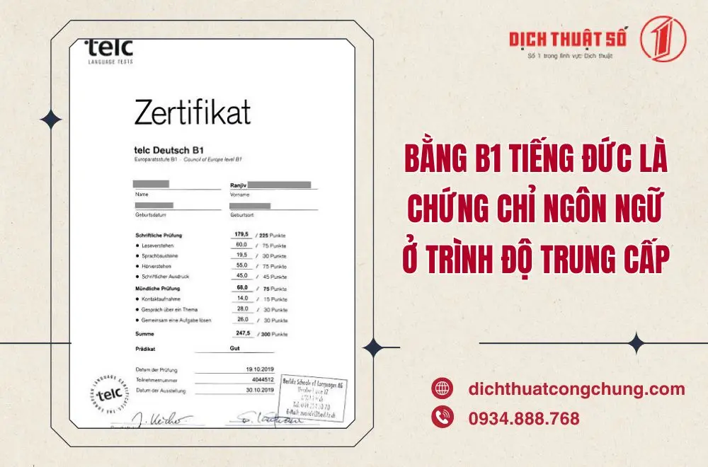 Bằng B1 tiếng Đức là gì?