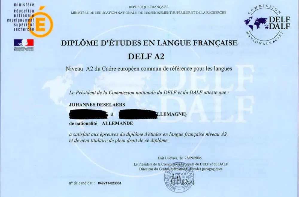 Chứng chỉ tiếng Pháp DELF 
