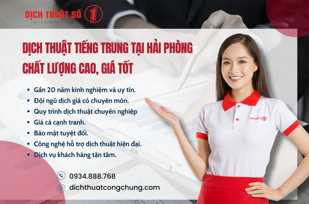 Dịch thuật tiếng Trung tại Hải Phòng chất lượng cao, giá tốt