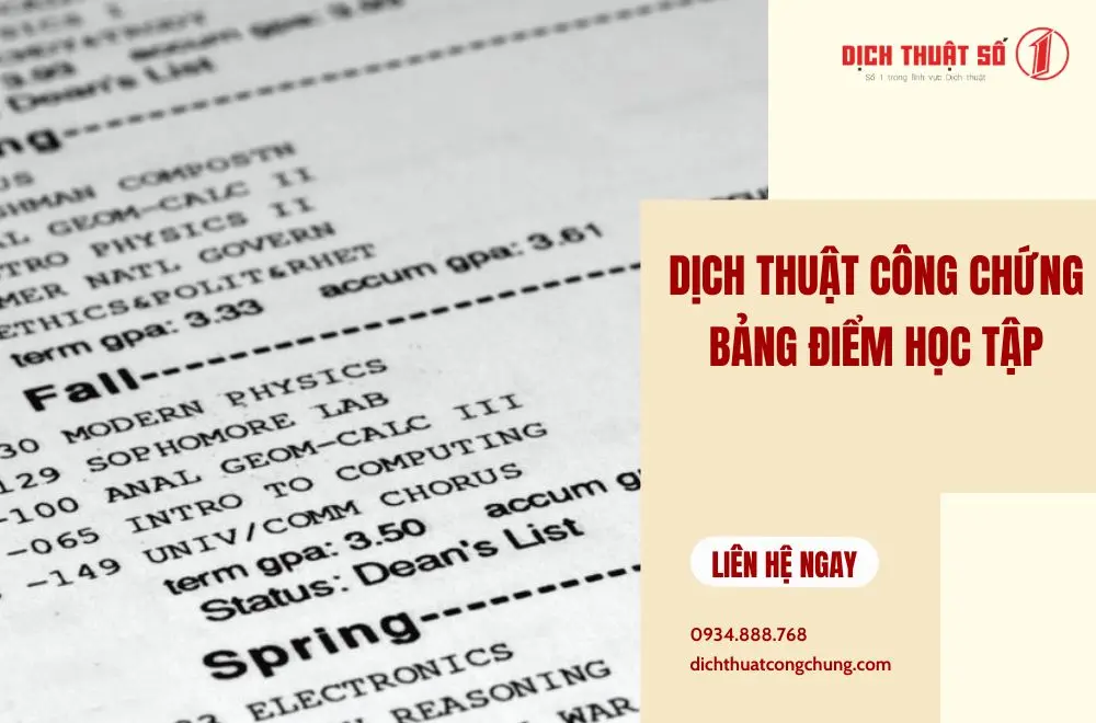 Dịch thuật công chứng bảng điểm là gì?
