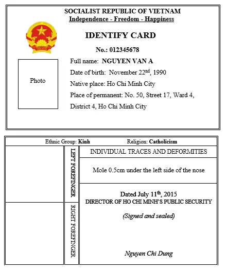 dịch CMND sang tiếng Anh