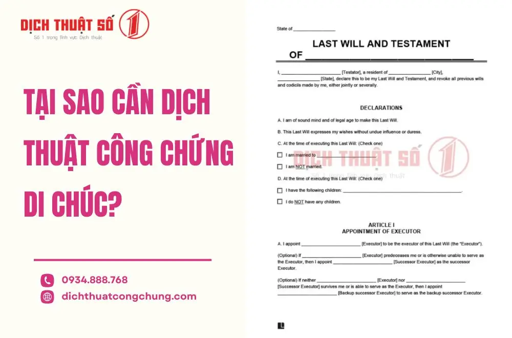 Tại sao cần dịch thuật công chứng di chúc?