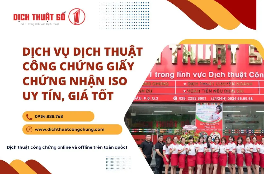 Dịch vụ dịch thuật công chứng giấy chứng nhận ISO uy tín