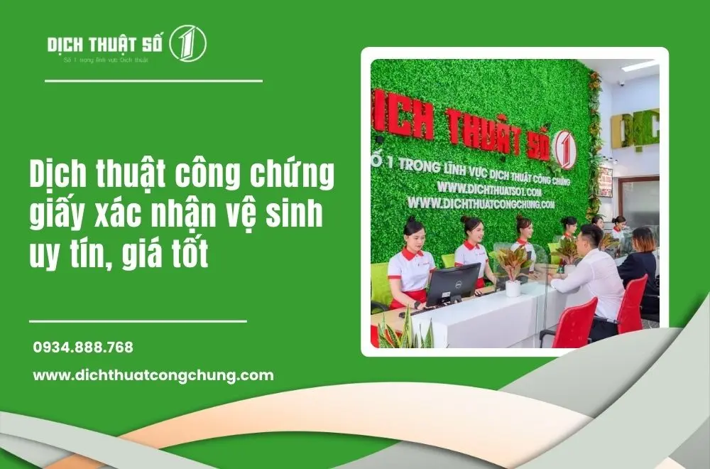 Dịch vụ dịch thuật giấy chứng nhận vệ sinh sang tiếng Hàn uy tín