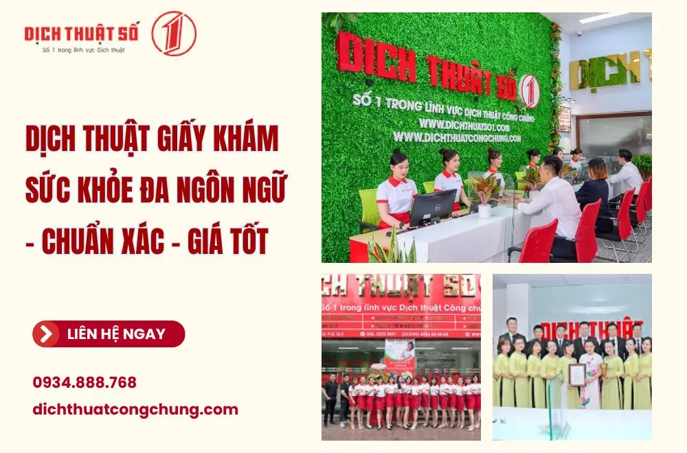 Dịch thuật giấy khám sức khỏe ở Dịch Thuật Công Chứng Số 1