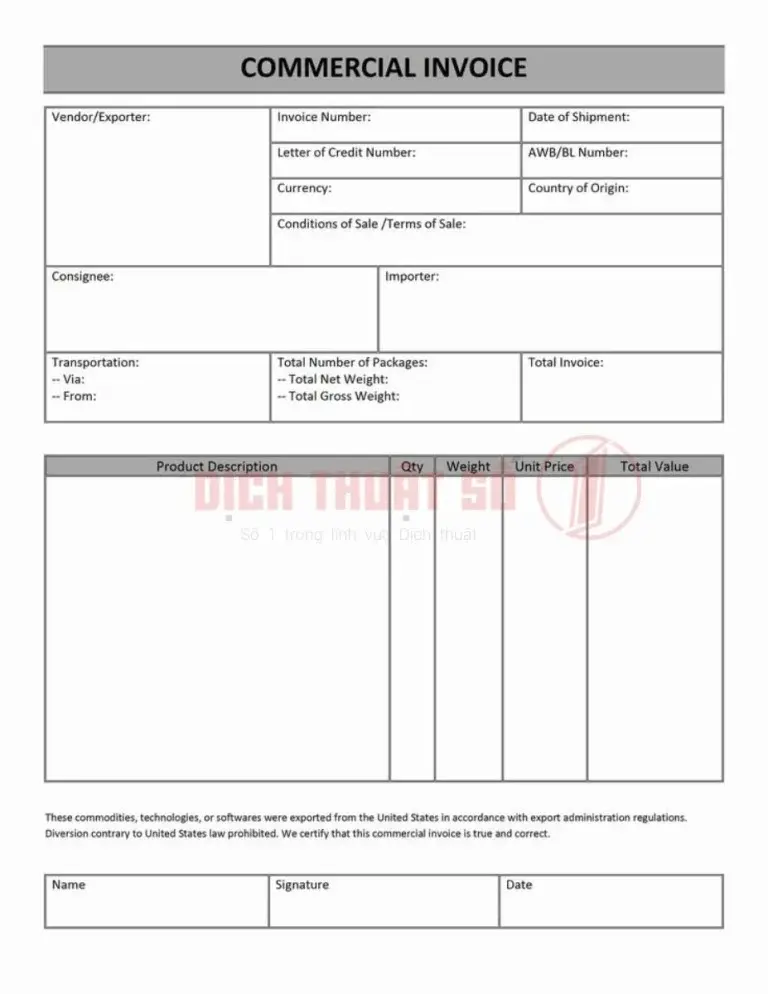 Dịch thuật công chứng hóa đơn là gì?