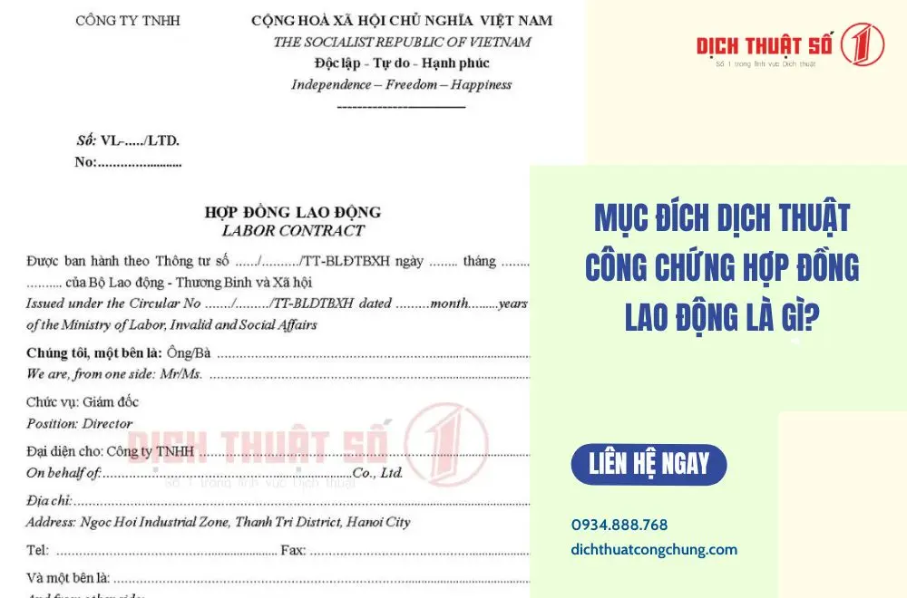 Mục đích dịch thuật công chứng hợp đồng lao động là gì?