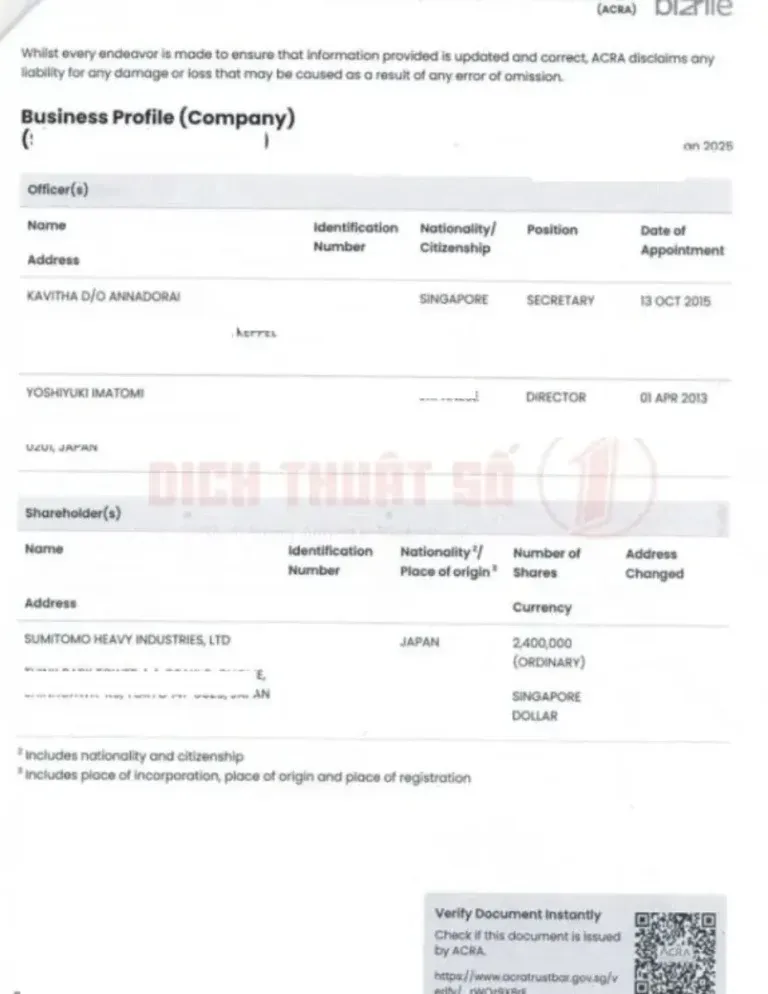 Dịch thuật hồ sơ doanh nghiệp sang tiếng Anh có cần công chứng không?