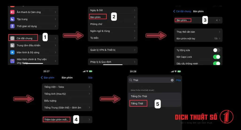 Cách viết tiếng Thái trên điện thoại iPhone (iOS)