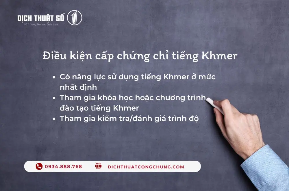 Điều kiện cấp chứng chỉ tiếng Khmer