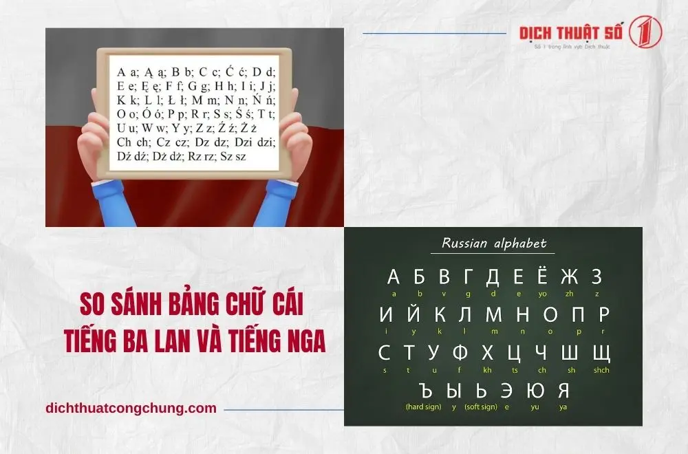 So sánh bảng chữ cái tiếng Ba Lan và tiếng Nga