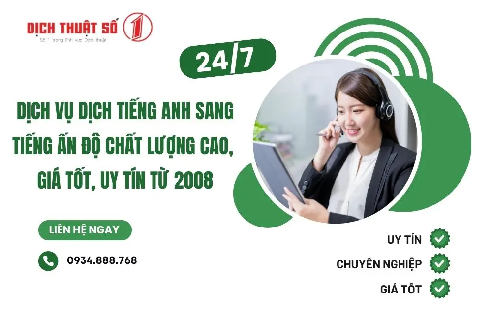 Dịch vụ dịch tiếng Anh sang tiếng Ấn Độ chất lượng cao 
