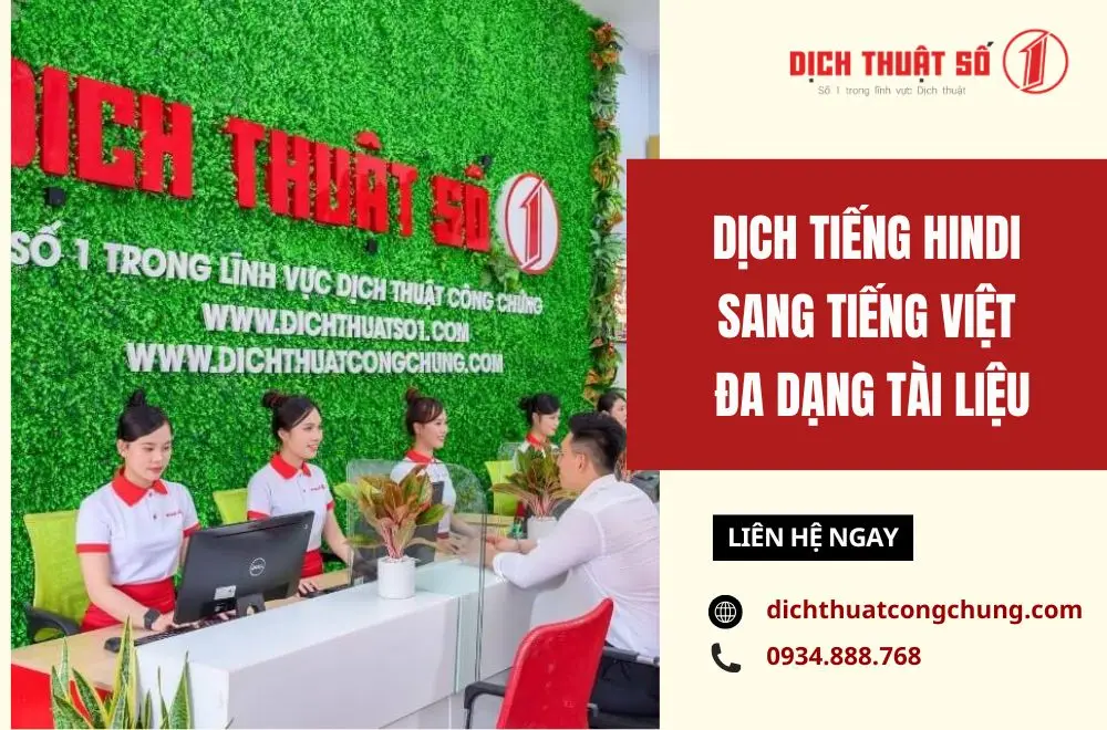 Dịch tiếng Hindi sang tiếng Việt đa dạng tài liệu