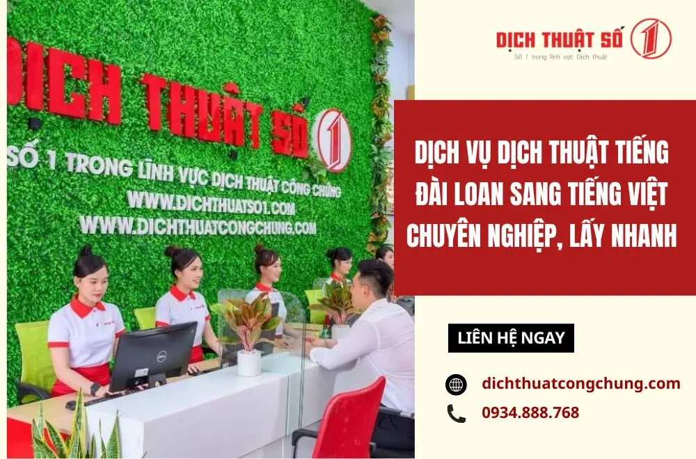 dịch vụ dịch thuật tiếng Đài Loan sang tiếng Việt chuyên nghiệp