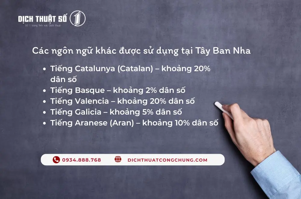 Các ngôn ngữ khác được sử dụng tại Tây Ban Nha