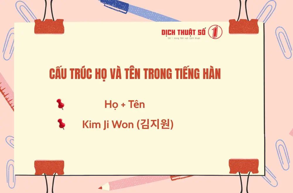 Cấu trúc họ và tên trong tiếng Hàn