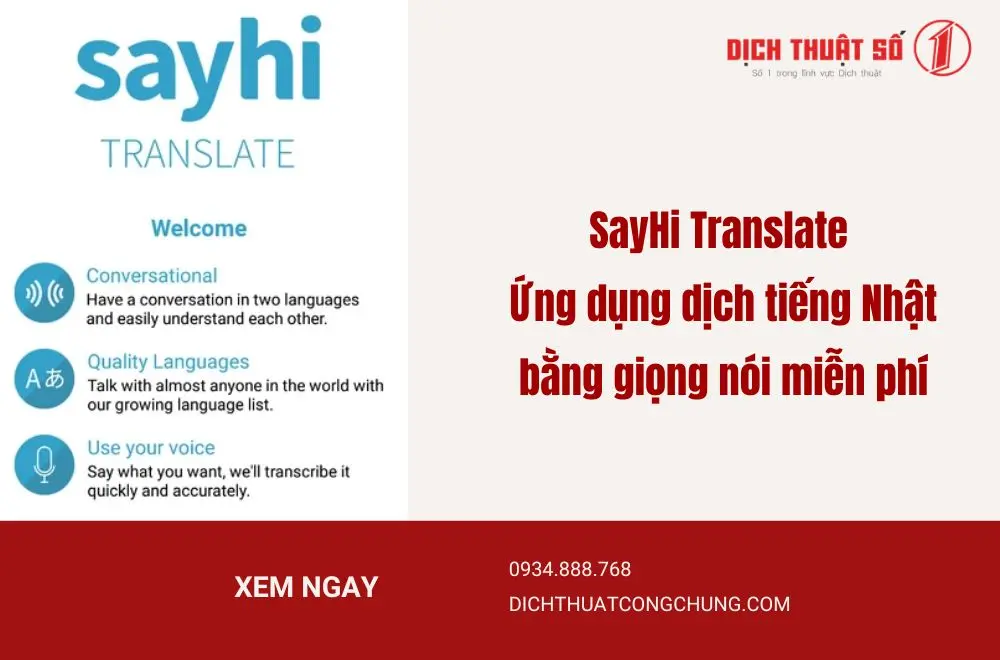 Ứng dụng dịch tiếng Nhật sang tiếng Việt bằng giọng nói miễn phí