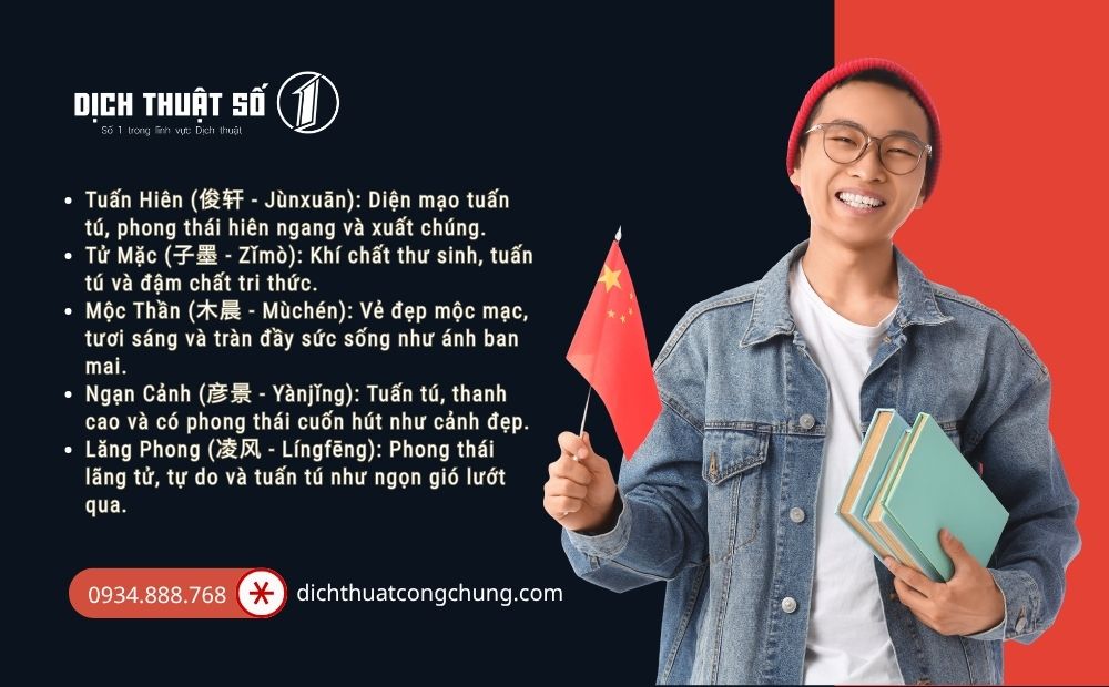Các tên tiếng Trung hay cho nam đẹp trai, tuấn tú