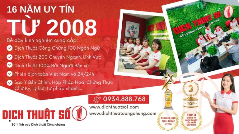 Dịch thuật công chứng tại Dịch Thuật Số 1